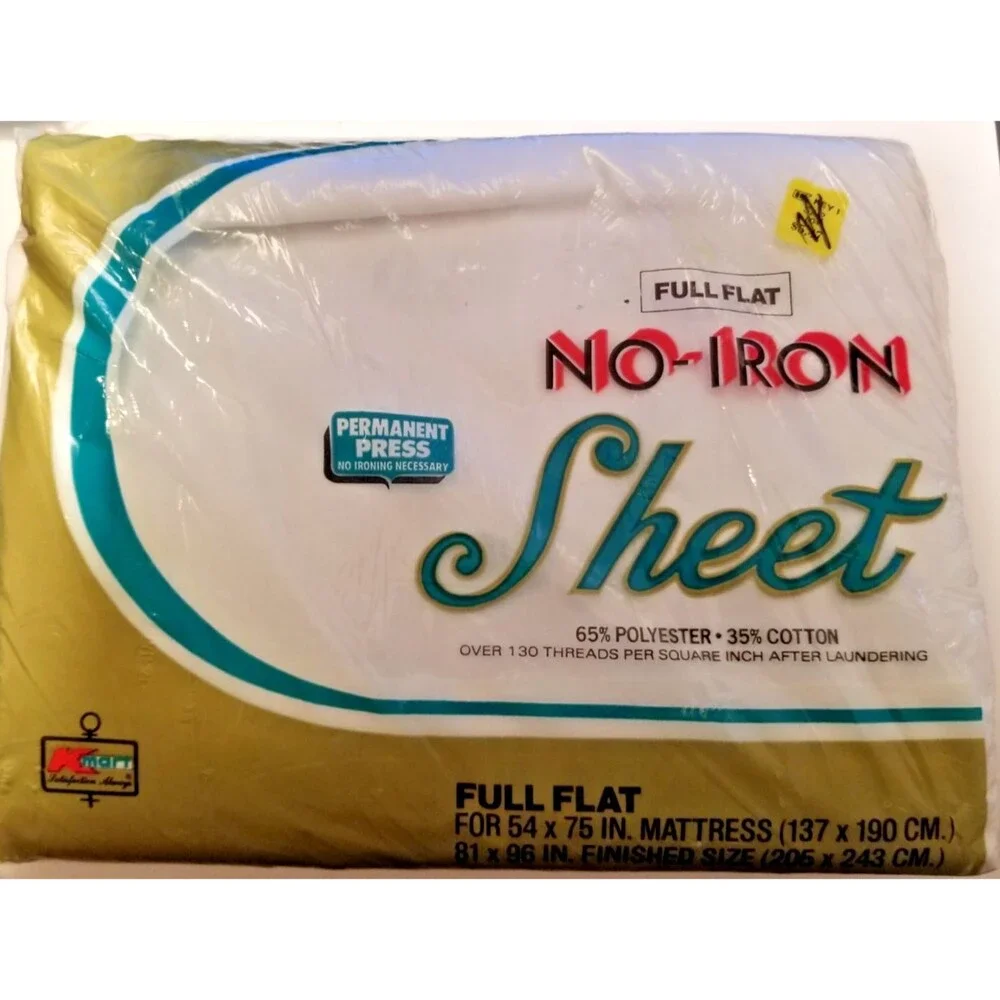 Vintage Kmart Full Flat Sheet No-Iron Permanent Press New Old Stock White